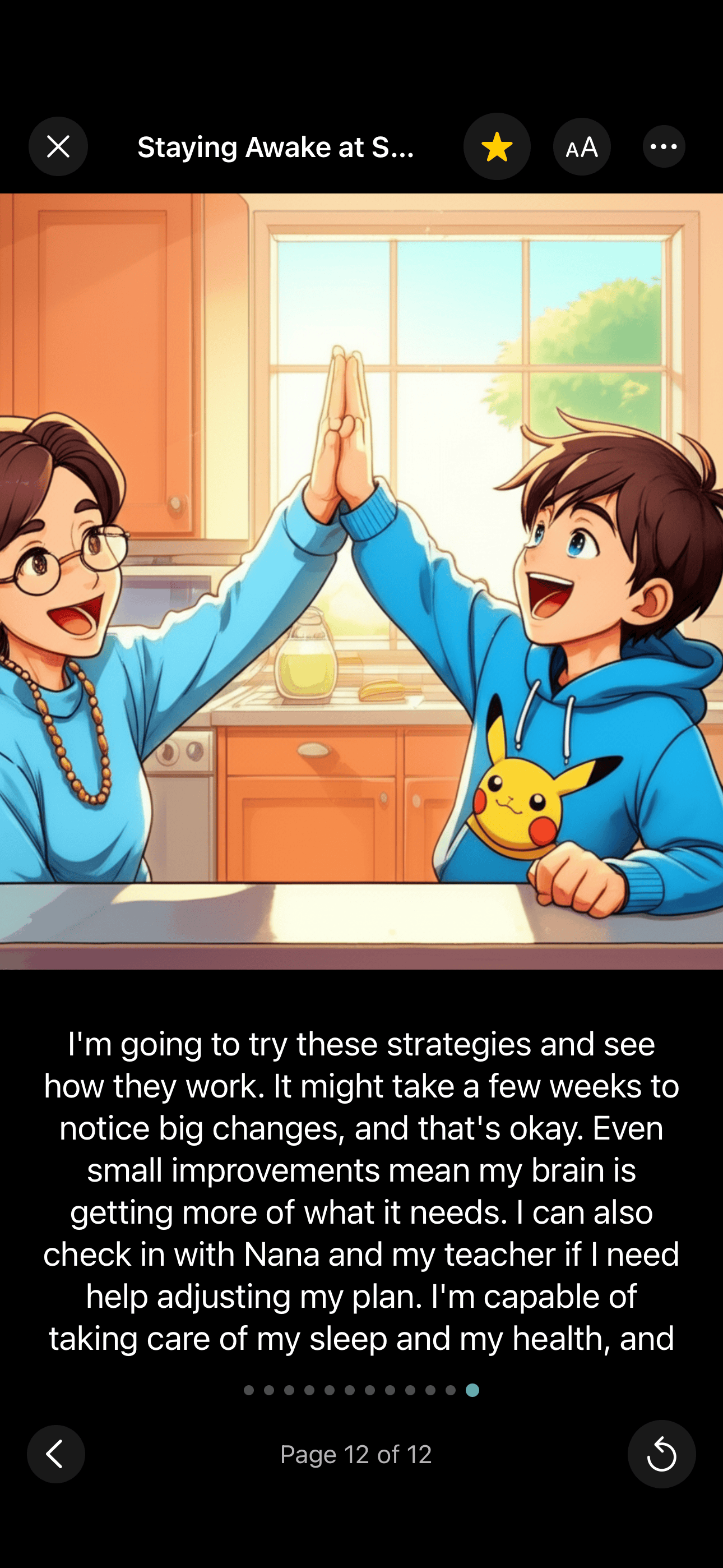 GrowTale app showing a beautifully illustrated story page